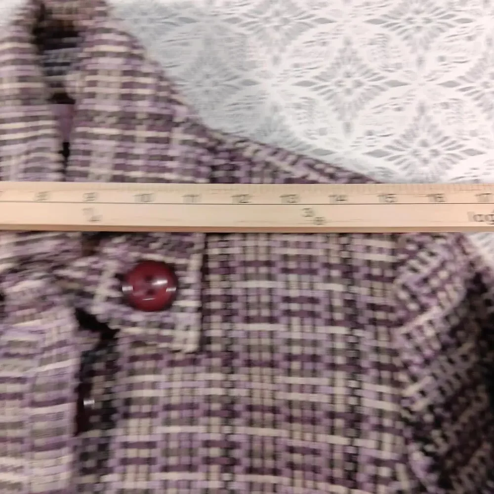 Y2K Purple Plaid Statement Collar Coat – Focus 2000- Women’s Size 8 - Picture 13 of 14